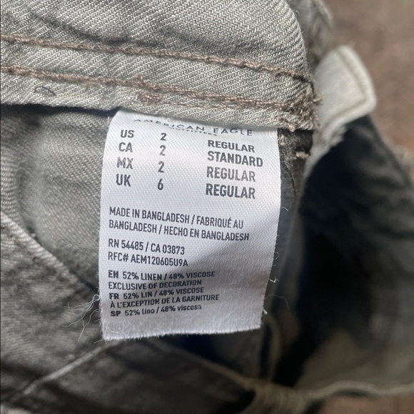 American Eagle Outfitters Womens Linen Blend Green Cargo Pants Size 2 - Picture 7 of 7